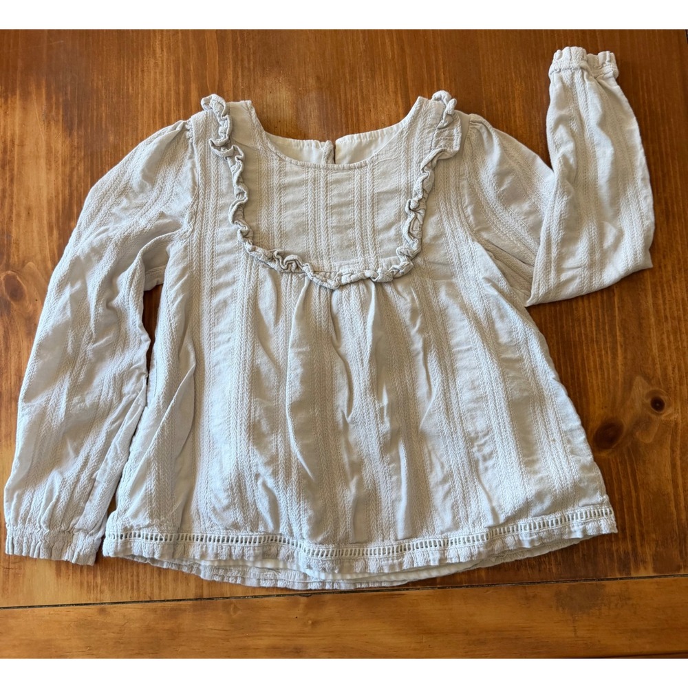 Max Studio Kids Girls Cream Ruffle Embroidered Blouse Top Cottagecore Size M 7-8
